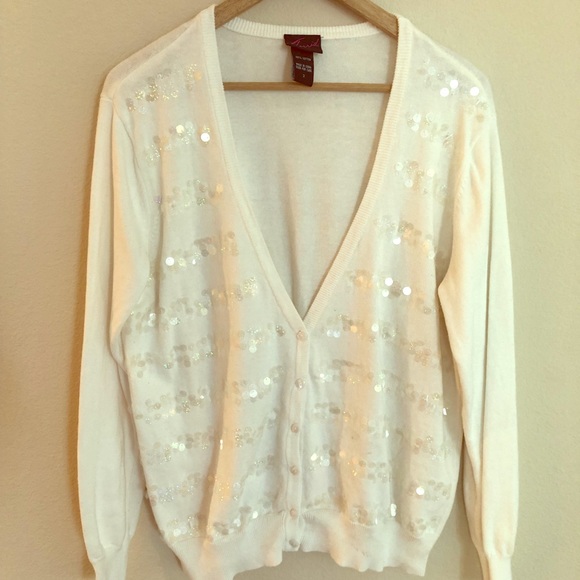 white sequin cardigan
